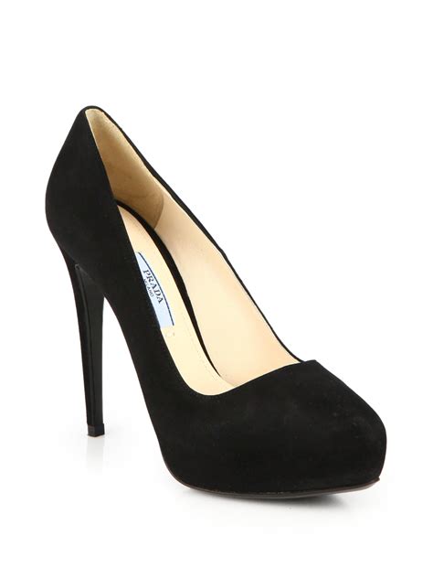 prada suede heels|Prada black high heels.